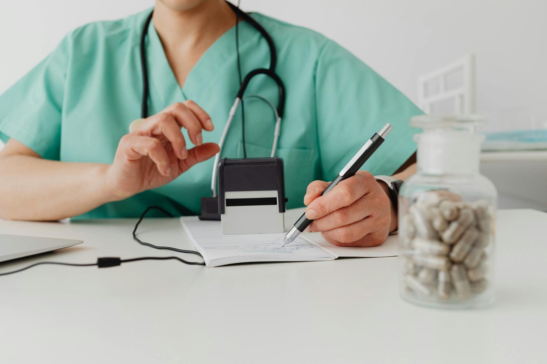 Pharmacist preparing a prescription